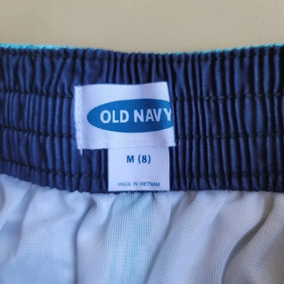Boys Old Navy Aqua Blue Sharks Swim Trunks Shorts Size M (8) - Picture 10 of 10